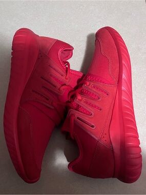 Adidas Bold Red Low-Top Athletic Sneakers